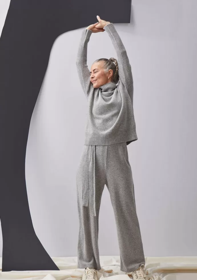 Fashion Papu Soft Wool Pants Melange Grey