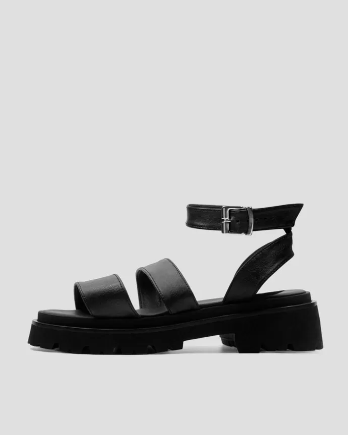 New BOHEMA Strappy Sandals Cactus Leather Desserto® Black