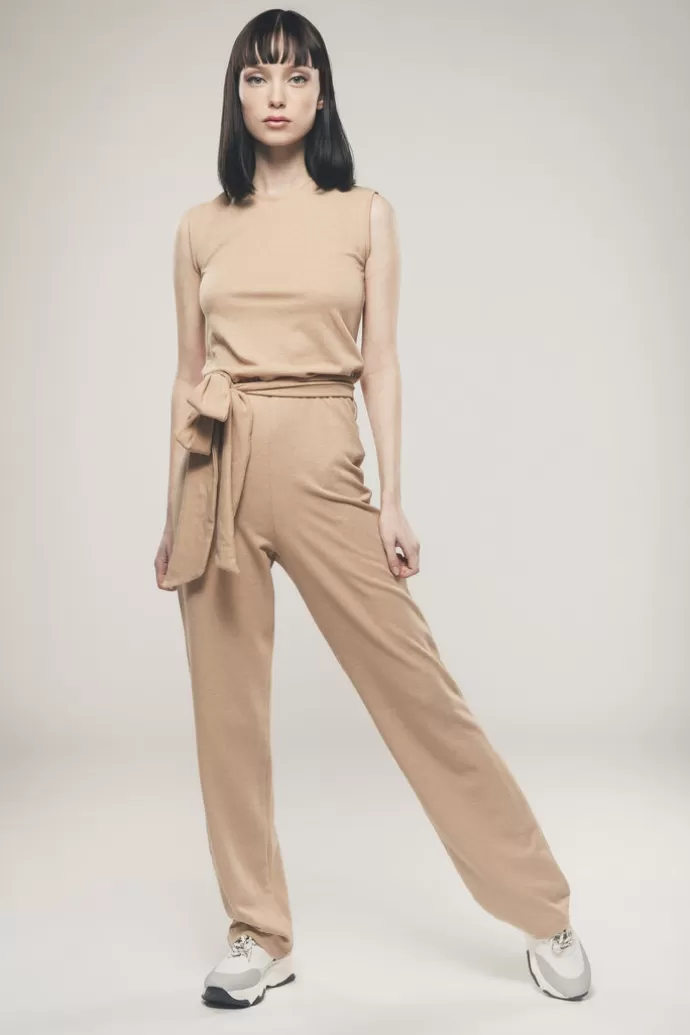 Online Organique Suora Jalan Jumpsuit Vaaleanruskeana