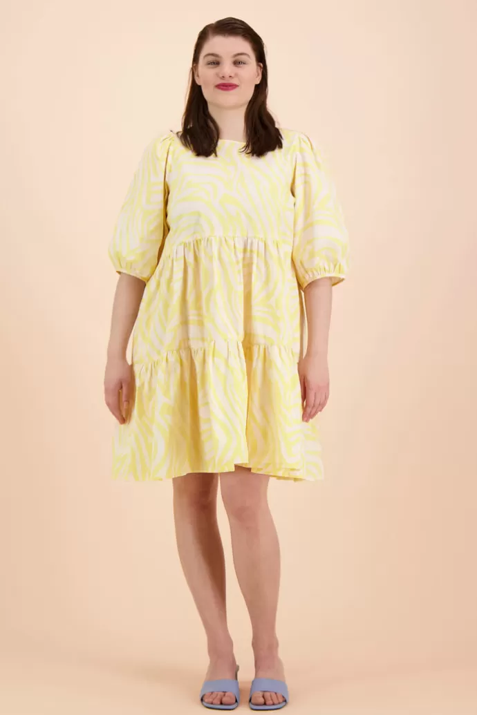 KAIKO Tiered Mini Dress Zebra Lemon