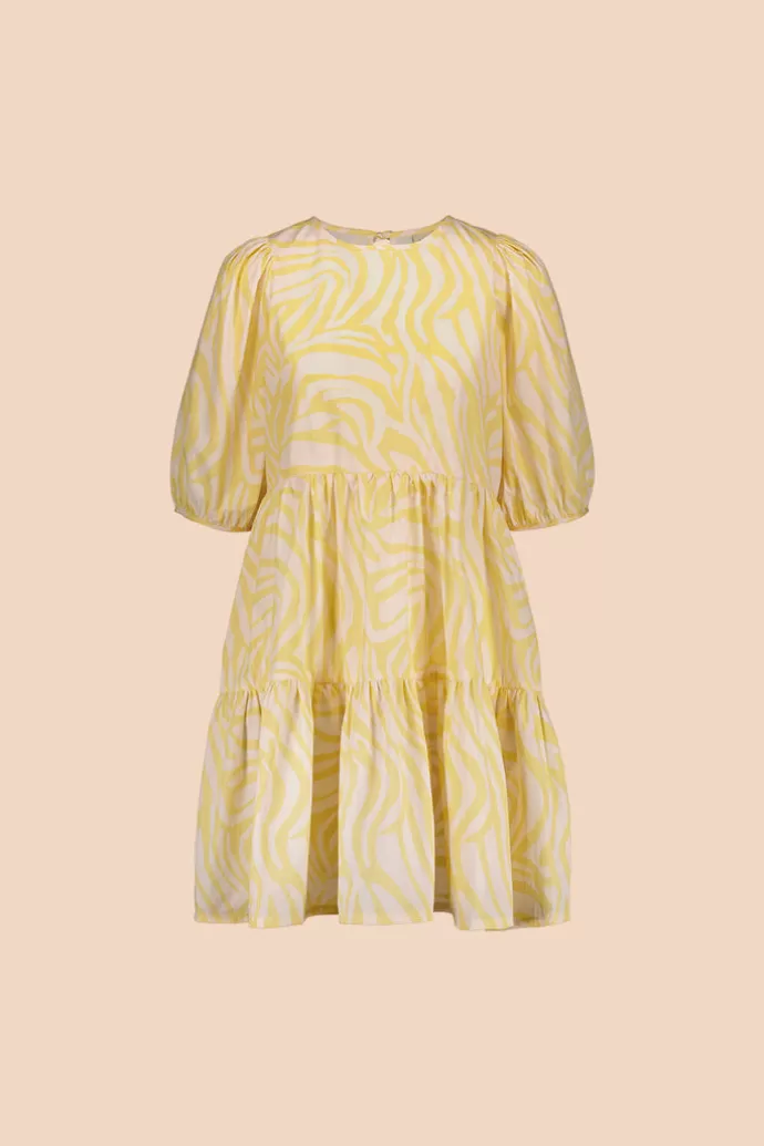 KAIKO Tiered Mini Dress Zebra Lemon