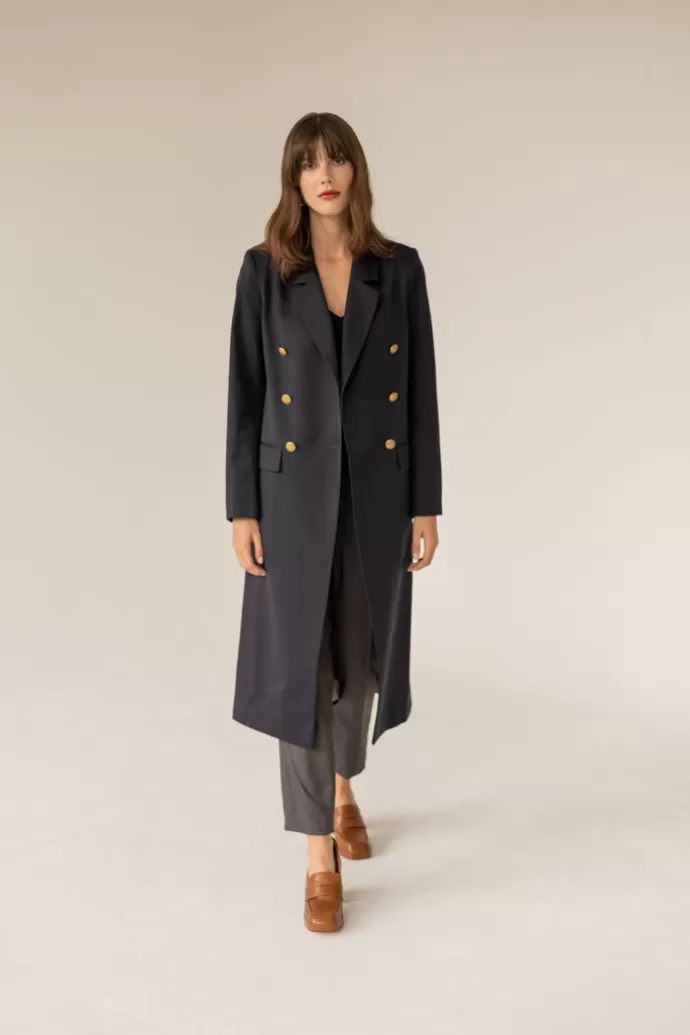 Enteliér Trench With Gold Buttons Navy Blue