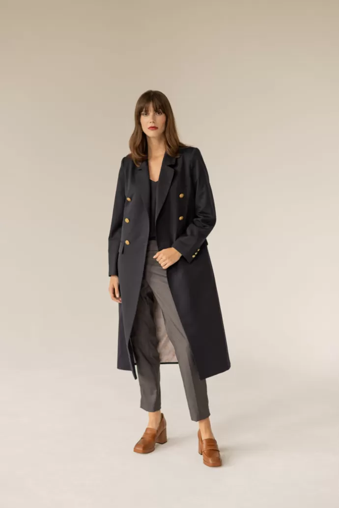 Enteliér Trench With Gold Buttons Navy Blue