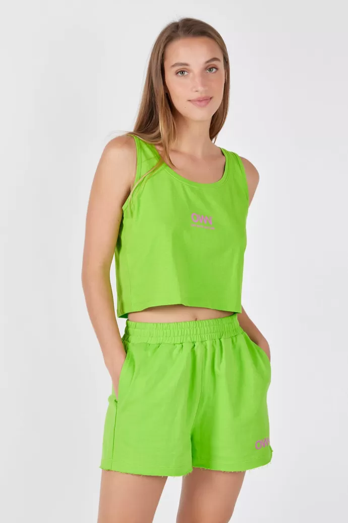 Off With Nature Women'S Plush Shorts Apple Green