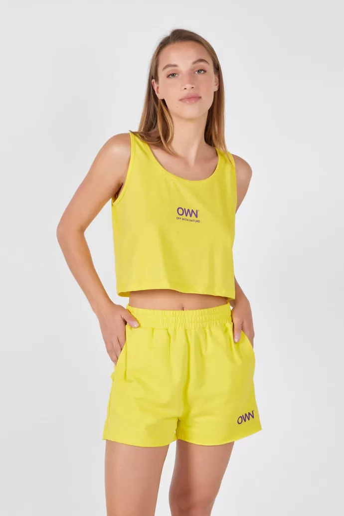 Off With Nature Women'S Plush Shorts Yellow