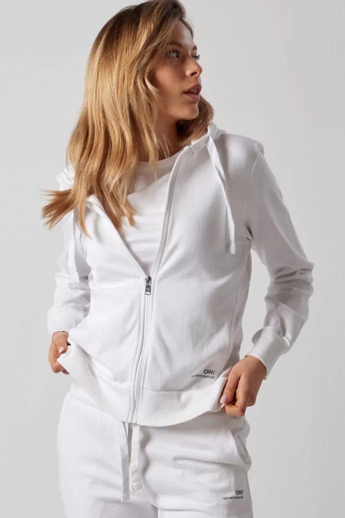 Off With Nature Women'S Set With Zippered Hoodie And Joggers White