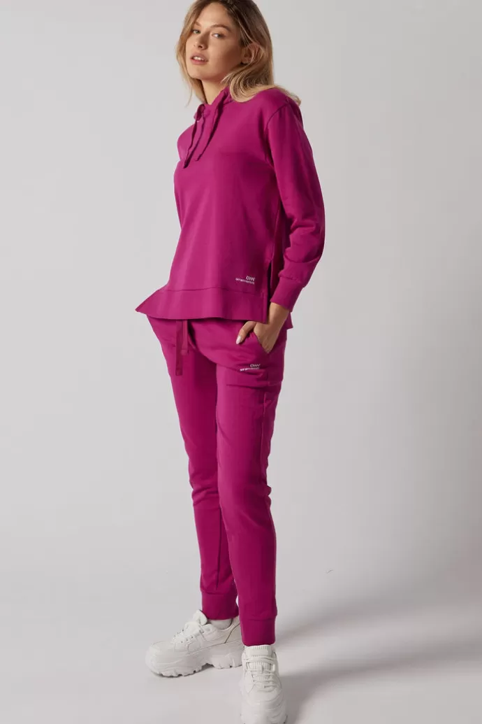 Off With Nature Women'S Sweatsuit Set With Slits Fuchsia