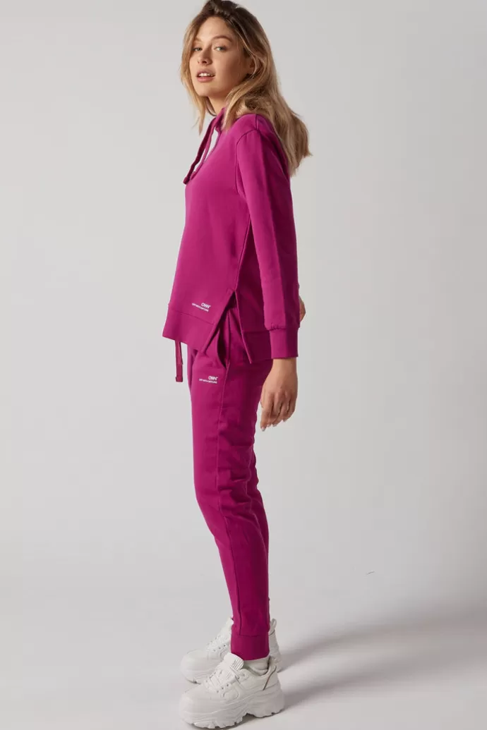 Off With Nature Women'S Sweatsuit Set With Slits Fuchsia