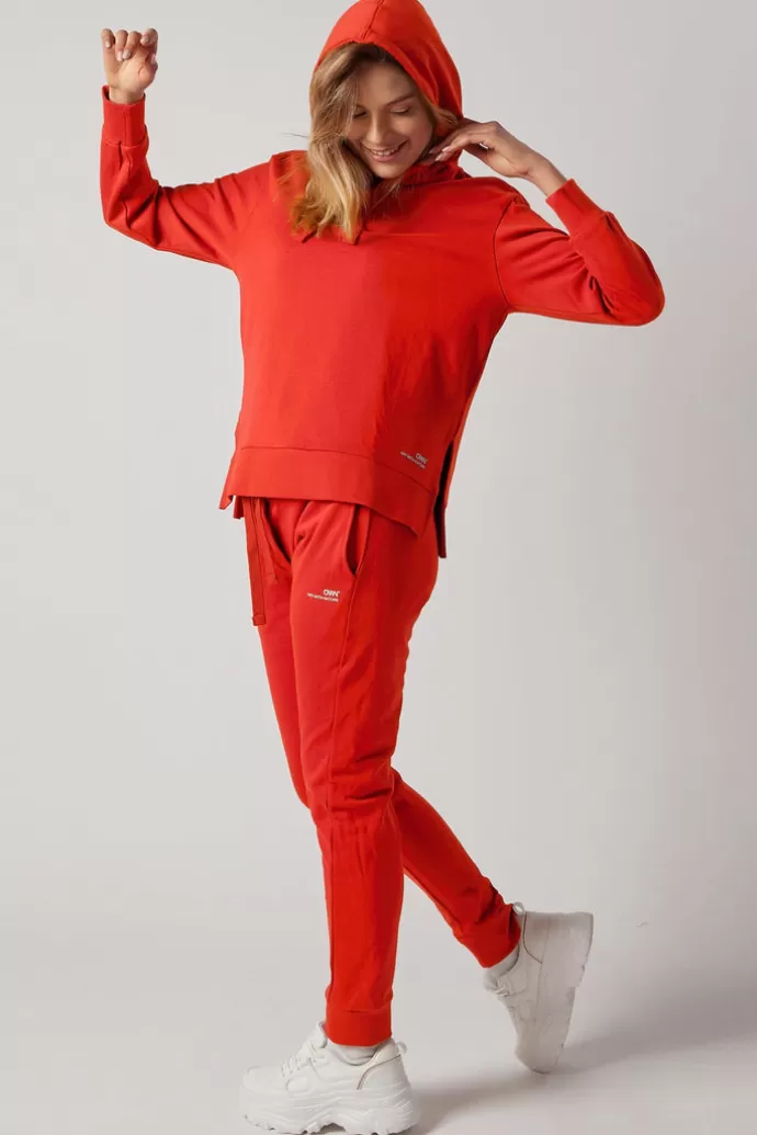 Off With Nature Women'S Sweatsuit Set With Slits Tomato